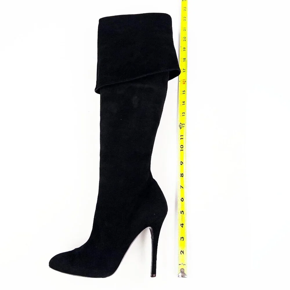 Ralph Lauren Collection Purple Label Tall Suede Heeled Boots - Picture 10 of 14